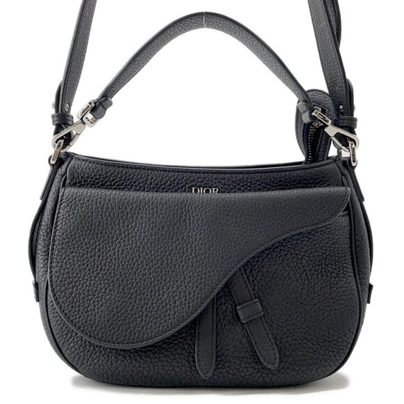 Dior Saddle Mini Soft Bag Leather Black 1ADHO023 - Picture 1 of 14